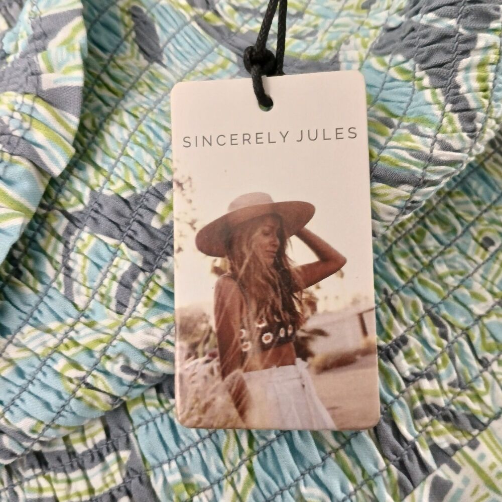 NWT Floral Maxi Dress Tube Smock Top Open Sides Beachy Boho Women's Size Large - Picture 2 of 13